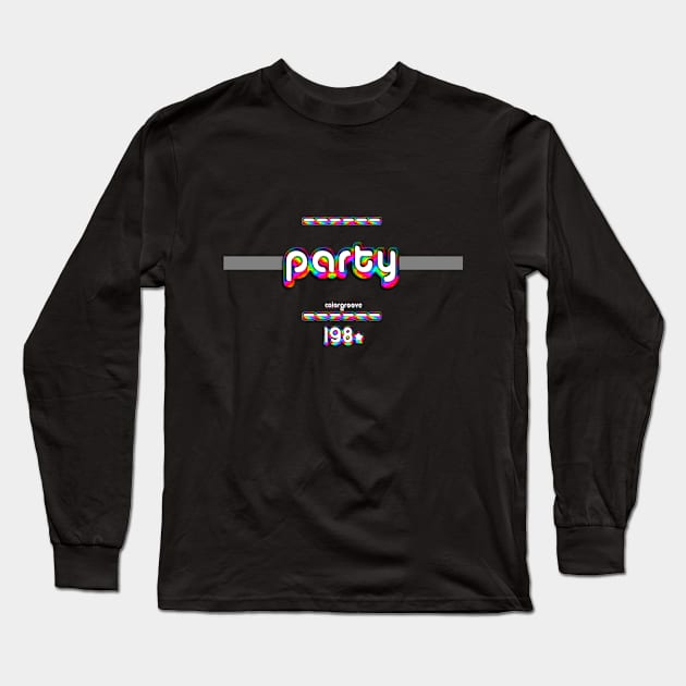 Party 1980 ColorGroove Retro-Rainbow-Tube nostalgia (wf) Long Sleeve T-Shirt by Blackout Design